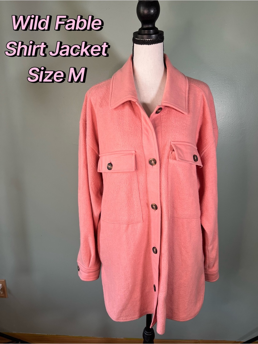 Wild Fable Salmon Pink Shirt Jacket Size M